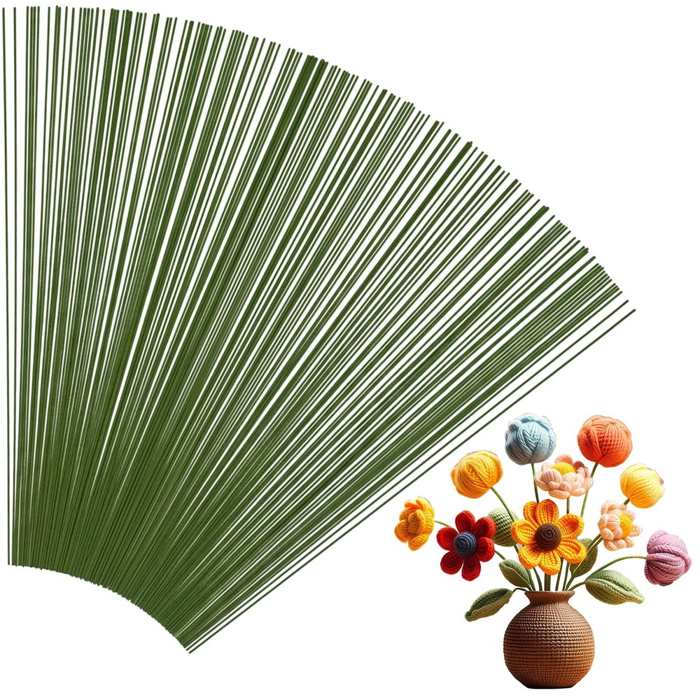 300 PCS Floral Wire Stems, COIDEA 26 Gauge 14 Inch Artificial 26 Gauge, Green