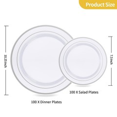 Goodluck 200PCS Silver Plastic Plates,Heavy Duty Disposable Silver Plates wit…