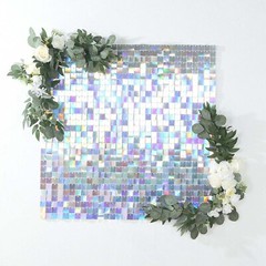 24 IRIDEDESCENT BLUE Square Sequin Shimmer Wall Photo Backdrop PANELS Party