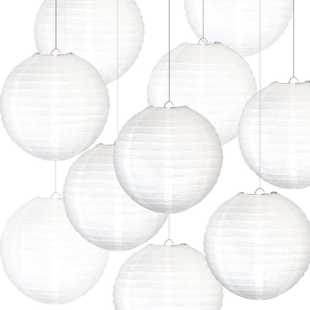 Novelty Place 10pcs White Paper Lanterns – Great Home Party Wedding Decorations
