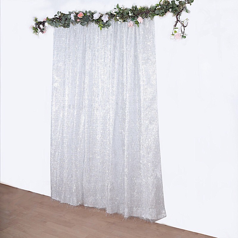 8×8 feet Metallic Fringe Polyester Backdrop CURTAIN Panel Party Events Supplies