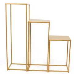 Gold Wedding Flower Stand Plating Floral Decor Vase Floor Column Stand Sets of 3