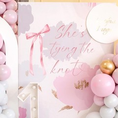 She’s Tying The Knot Decal – Bachelorette Pink Bow Sign Decor Decal, Bridal S…