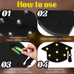 VIHOSE Grad Graduation Light up Signs Bachelor Cap Lights Table Decoration Ba…