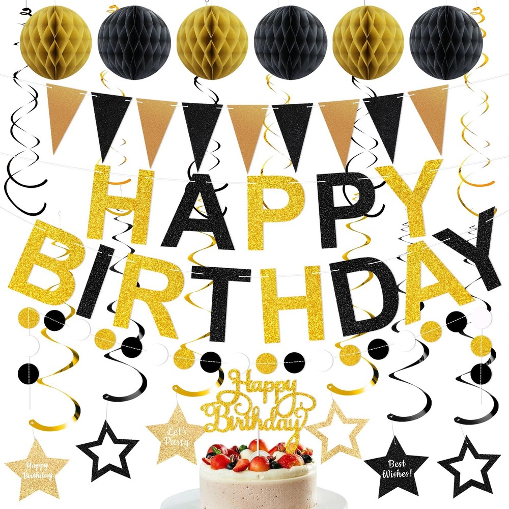 Birthday Decoratioans Pre-Strung Happy Birthday Banner for Women Men Boys Gir…