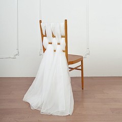 10 Ivory Premium Chiffon Wide CHAIR SASHES Wedding Party Reception Decorations