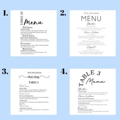 Freestanding Acrylic Table Menu – UV Printed for Weddings or Events