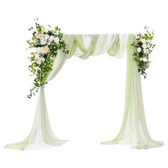 Wedding Arch Draping Fabric 26.2 x 2.5FT Green Rose Artificial Flower Decor