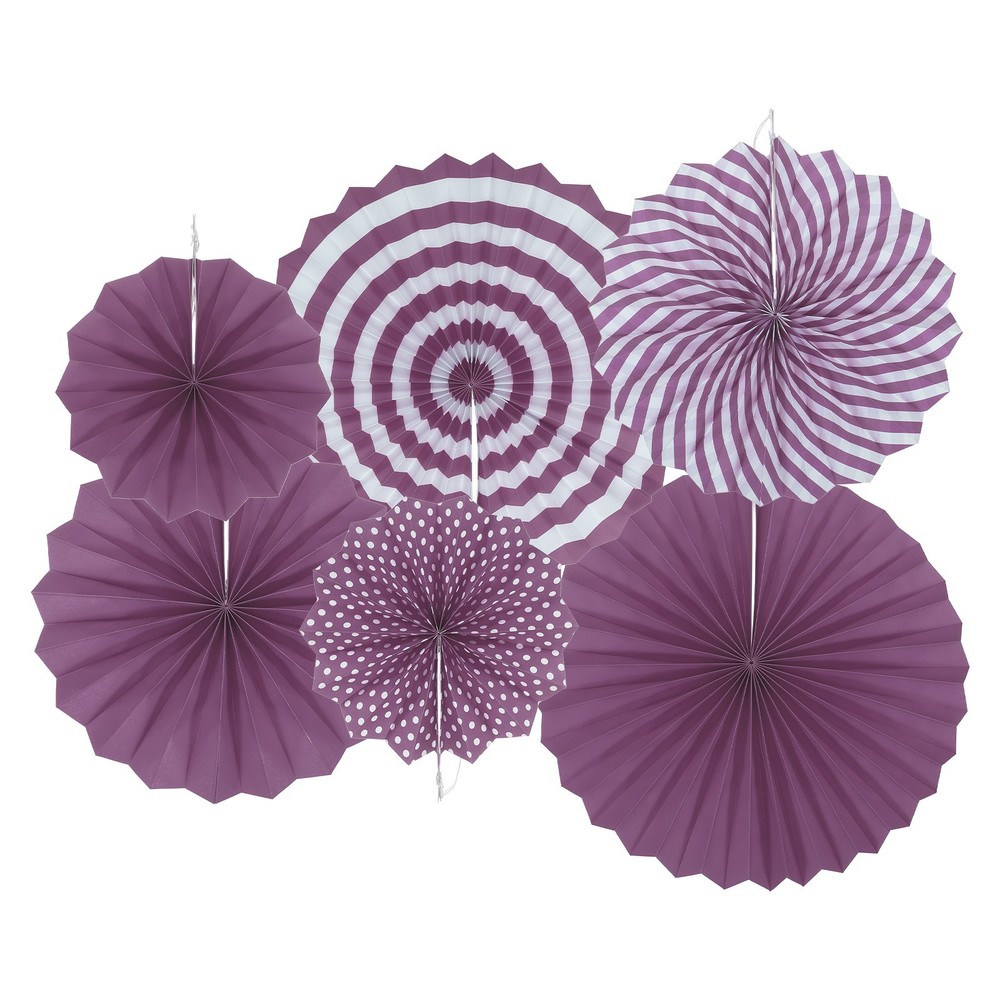 6Pcs Hanging Paper Fans Party Set Decoration for Home Birthday Wedding Purple