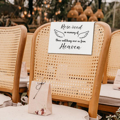 Reserved Seating Chair Signs, in Loving Memory Memorial Wedding Sign Pew Cloths