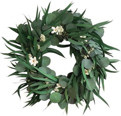 16 inch Preserved Eucalyptus Wreath – Medium-Sized Natural Handcrafted