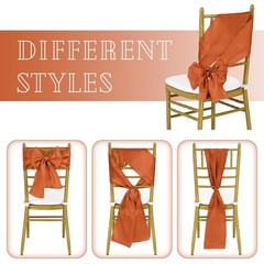Fani 120 PCS Satin Chair Sashes, 7×78 Inch, Terracotta