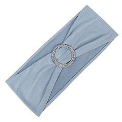 10 Dusty Blue Spandex CHAIR SASHES with Silver Round Buckles Wedding