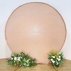 7.5 ft BLUSH Metallic Sequin Round Backdrop STAND COVER Party Events Decorations