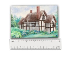 English Cottage,painting,Cotswolds,shabby chic,garden,floral,original art,green