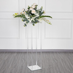 10 Pcs Tall Acrylic Vases for Weddings & Parties with Gold Napkin Rings