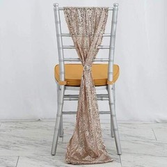 Extra Wide BLUSH Premium Sequined Chair Sashes Wedding Party Event Decorations