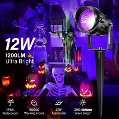 Halloween Christmas LED Black Light,1 Pack 110V Plug-in Outdoor Blacklight,12…