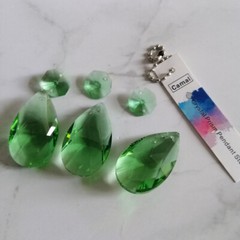 Green Color 20pcs 38mm Crystal Teardrop & 20pcs 14mm Crystal Octagon Loose Beads