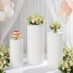 White Metal Pedestal Stands Dessert Cake Display Pillar for Wedding Birthday US