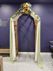 Sunflower & White Flower Greenery Wedding Backdrop, Artificial Floral Decor Swag