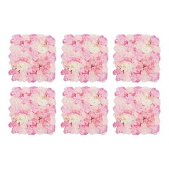 6 Pieces Reusable Design Silk And Pe Artificial Flower Wall Panel 16.54*16.54in