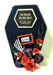 Halloween Wedding card box,coffin,orange,gothic,fabric,custom,personalized,navy