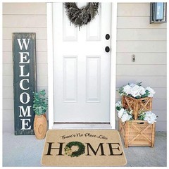Welcome Mats for Front Door Farmhouse Home Door Mat Rustic Quote Wreath Doorm…
