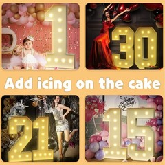 imprsv 4FT Marquee Numbers, Light Up Numbers 6 for 16th 60th Birthday Decorat…