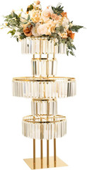 Wedding Gold Vases Centerpieces Crystal Flower Stand with Hanging Crystals, 5 Ti