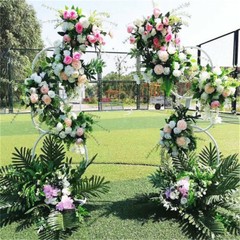 Detachable Tall 2M Metal Balloon Arch Kit Wedding Backdrop Stand 8 Circle Frames