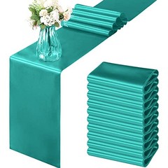 10 Pack Satin Table Runners – 12×108 Inch, Wedding & Party Decor,Bright & Aqua