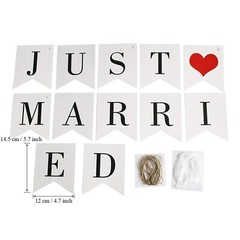Vintage Just Married Banner Wedding Bunting Photo Booth Props Signs Garland B…