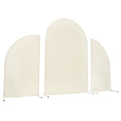 Wedding Arch White Steel Frame Beige Cover H Base Stable Outdoor Indoor