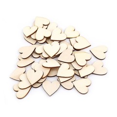 Heart Shape Wood Embellishment For Weddings Plaques Ornament(30mm 50pcs)♡