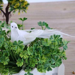 Artificial Doves Bird Garden Home Indoors 2pcs Clip Decor Fake Foam Home