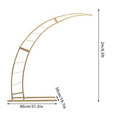 6.5Ft Gold Crescent Moon Wedding Arch Stand Carbon Steel Flower Balloon Frame