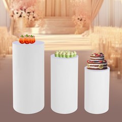 3pcs Pedestal Stand White Pedestal Display Stand Cylinder Pedestal Stand Set