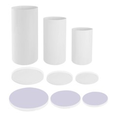 3pcs Pedestal Stand White Pedestal Display Stand Cylinder Pedestal Stand Set
