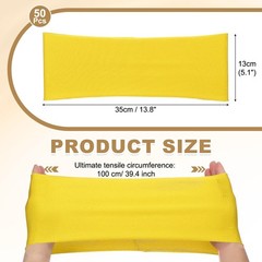 50 Pcs Spandex Chair Sashes Bows with Slider Buckle, Lemon Yellow
