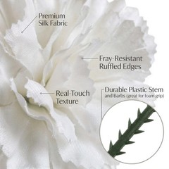 Larksilk White Carnations, Fake Flowers, 100 Pack for Events, Weddings, DIY