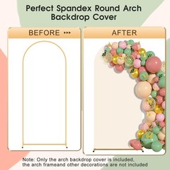 Versatile 3-Pc Spandex Arch Covers for Weddings, Showers & More – 6-7.2 FT Beige