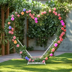 Heart Shape Wedding Arch Metal Pergola Arbor Stable Base Garden Party Decoration