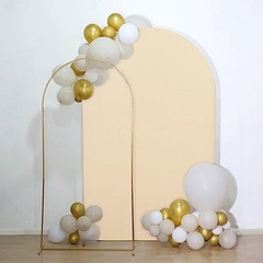 8 ft BEIGE Matte Fitted Spandex Round Top Arch Backdrop STAND COVER Party
