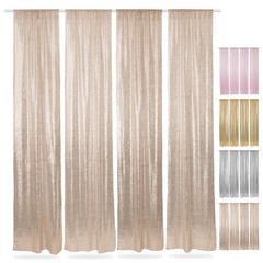 4pk Sequin Photography Backdrop Curtains, 2×8 ft Glitter Photo Booth Background