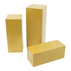 3-Pc Gold Iron Display Pedestal Stands Cuboid Set for Wedding Party