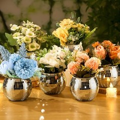6 Pcs Disco Ball Vase Disco Ball Planter for Centerpieces Disco Glass 3″ X 4″