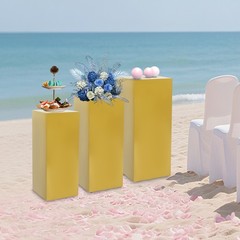 3x Metal Display Pedestal Stand Gold Display Pillars for Birthday Party Wedding