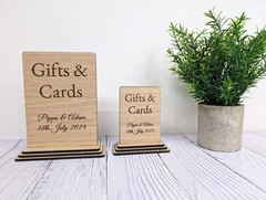 Personalised ‘Gifts & Cards’ Wooden Sign for Weddings and Parties