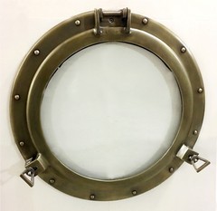 20″ Aluminum Porthole Glass Wall Photo Frame Antique Finish Cabin Porthole